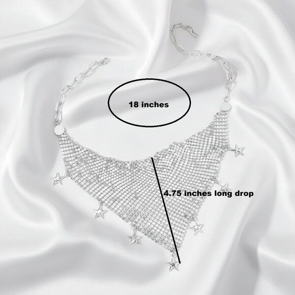 Y2K Neckerchief Star Bandana Sparkle Bling Scarf Statement Choker Necklace NWOT - Picture 8 of 9